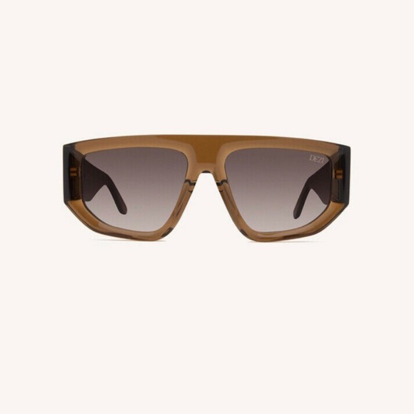 Brown Oversized Square Flat Top Dezi Sunglasses - Picture 1 of 7